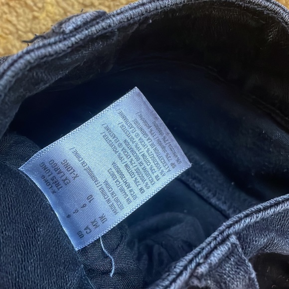 Bespoke patched mid-rise extra stretchy flare washed black denim - Picture 14 of 16